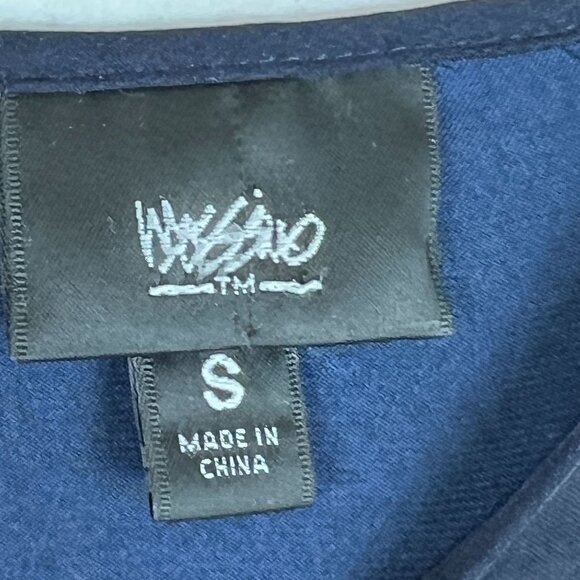 Mossimo Navy Blue Hi-Low Ruffle Hem Blouse With Long Bell Sleeves - Size S - Picture 6 of 10